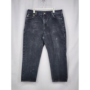 Carhartt Jeans Mens 40x30 Black Denim Workwear Relaxed Fit 3161 BLK Distressed